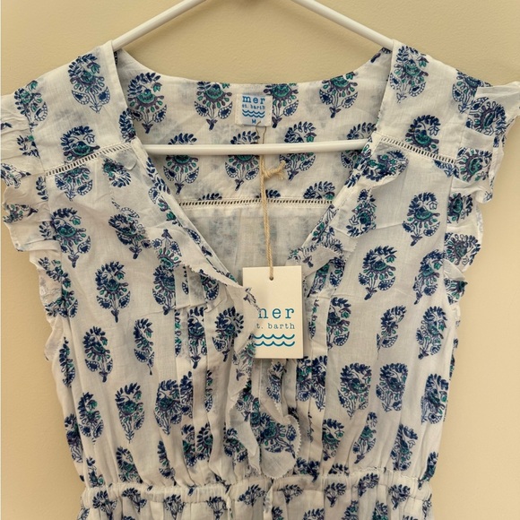 NWT- mer st. barth Giselle Preppy Ruffled Maxi Dress in Gypsea All Over Print - Picture 4 of 8